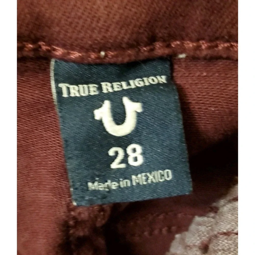 True Religion Jeans Womens 28 Maroon‎ Halle Mid Rise Super Skinny
